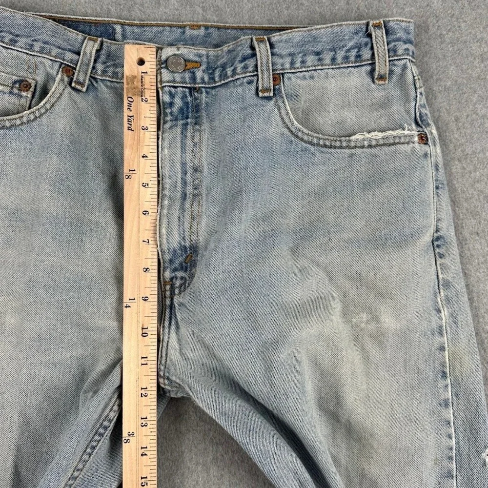 Vintage Levi 505 Men 90's Straight Light Wash Distressed Denim Jeans Rodeo 34x29